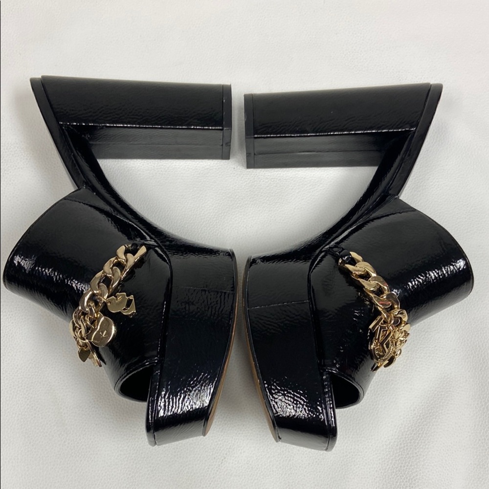 Karl Lagerfeld Haisley Mule black patent leather platform heels size 8.5 - Picture 8 of 11